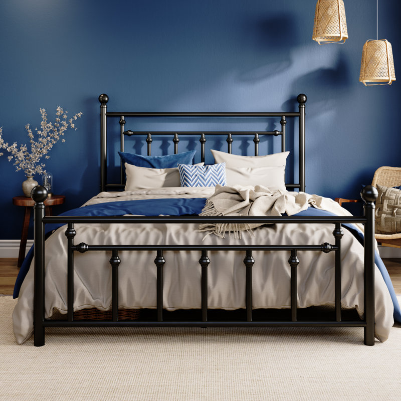 August Grove® Vintage Iron Bed Frame With Elegant Headboard