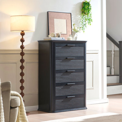 Commode 5 tiroirs pour chambre à coucher, commode haute 45 po
