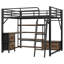 Unité de bureau à DEL avec grand lit mezzanine en fer noir-1012278811