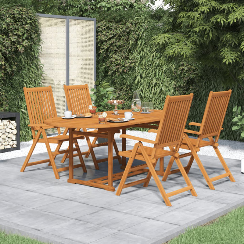 Mcsherry 4 - Person Acacia Patio Dining Set with Oval Table