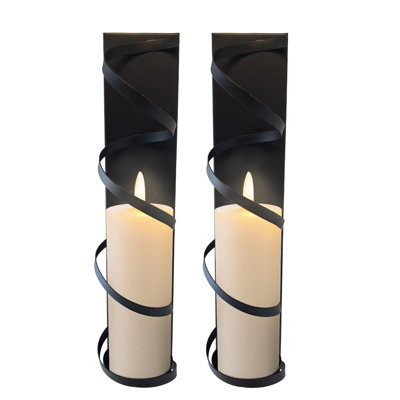 Metal Spiral Wall Candle Sconces Set of 2. Elegant Wall Decorations, for 3" Dia Pillar Candles