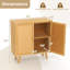 Buffet en bambou avec portes en rotin PE et armoire de cuisine autoportante naturelle