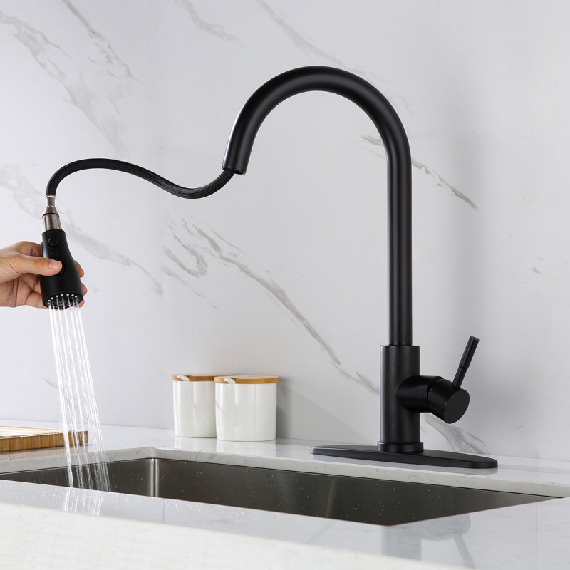 Pull Down Kitchen Sink Faucet Sprayer Head Replacement Parts 3 Functions with 11 Adapters, Matte Black