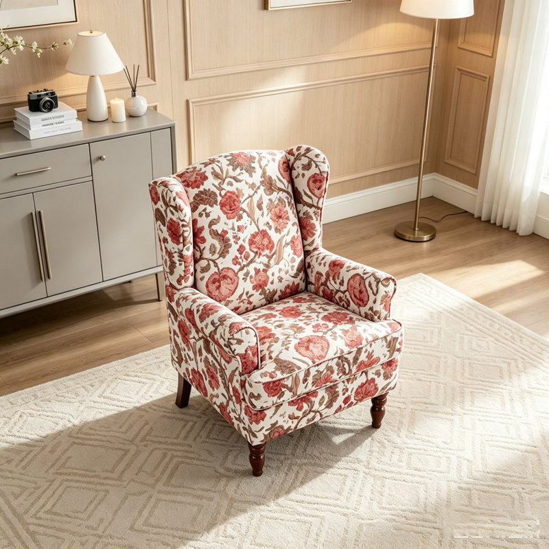 Chaise d'appoint moderne avec pieds en bois rétro, fauteuil rembourré confortable, Bean paste red