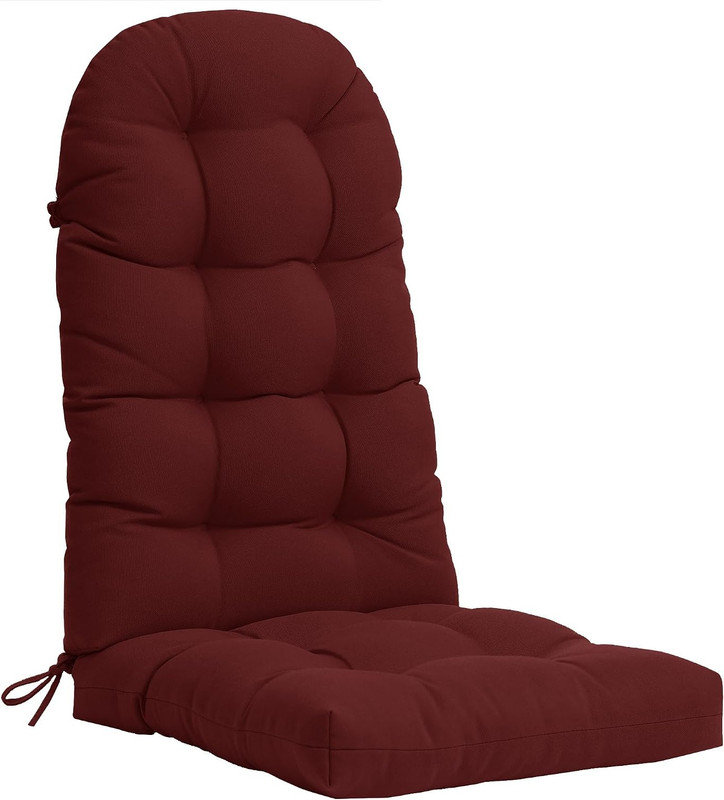 Coussin de chaise d'extérieur Adirondack, coussin de chaise épais à dossier haut avec coton PP et attaches, Burgundy