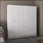 Armoire à six portes Mitu, sept tablettes intérieures, un tiroir, tringle blanche