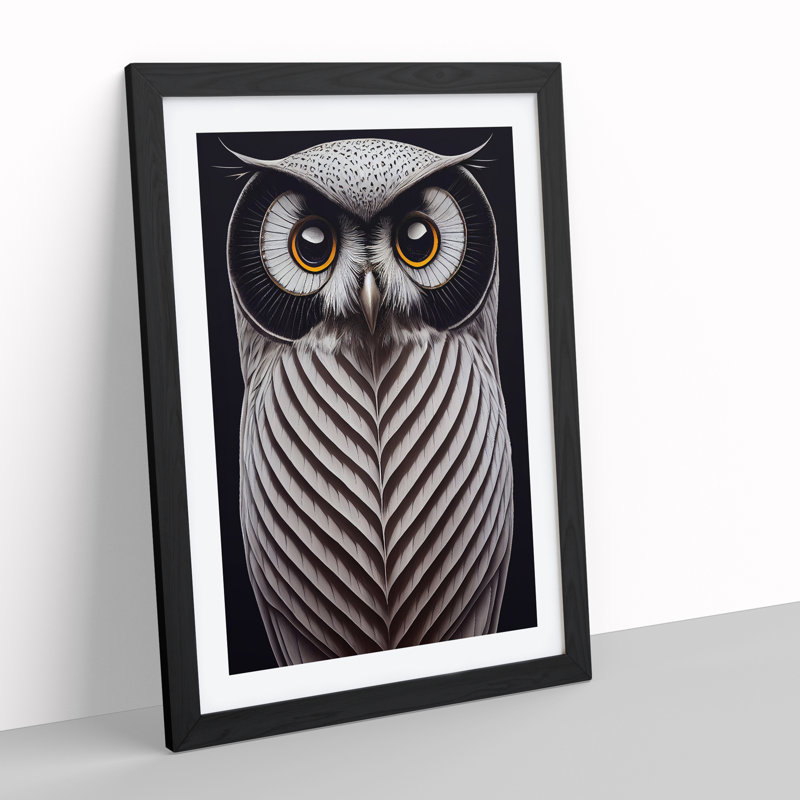 Awesome Owl - Single Picture Frame Print, 64cm H x 46cm W x 2cm D, Black Framed