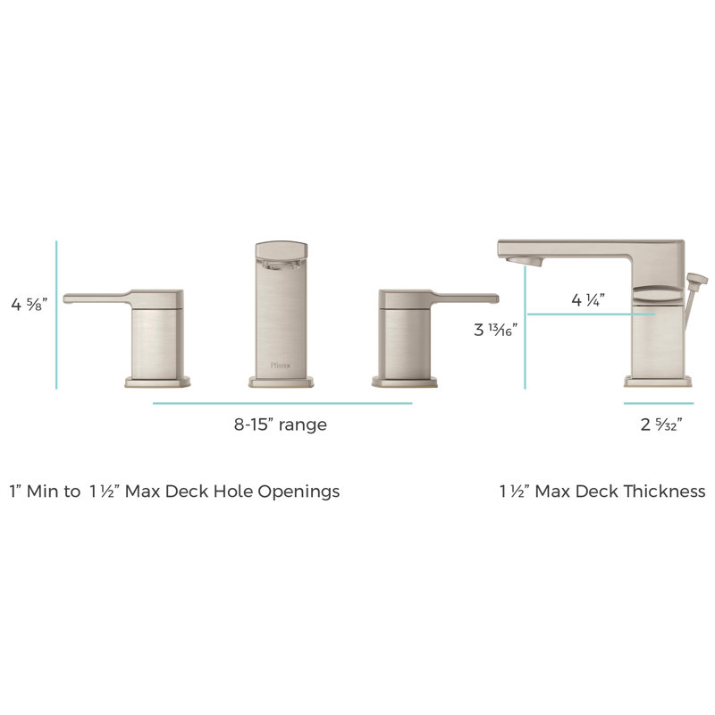 Deckard Widespread Bathroom Faucet with Drain Assembly, Brushed Nickel