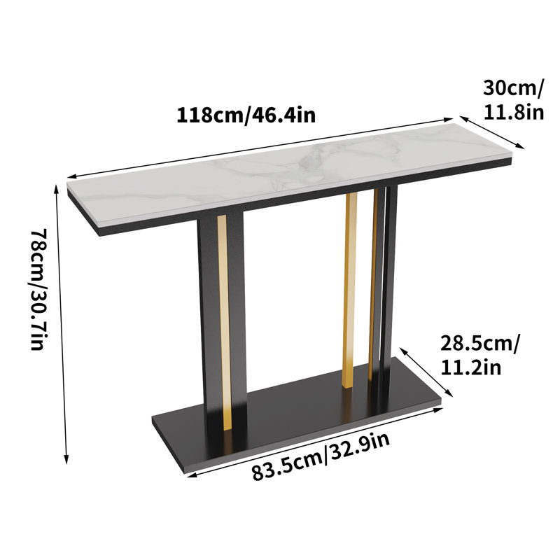 Console 46,4 po Jermani, Marbre blanc