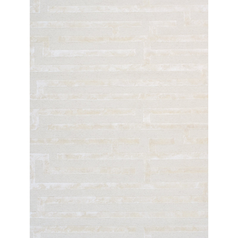 Ivory Hand-Tufted Wool and Viscose 9' x 12' Rectangular Rug