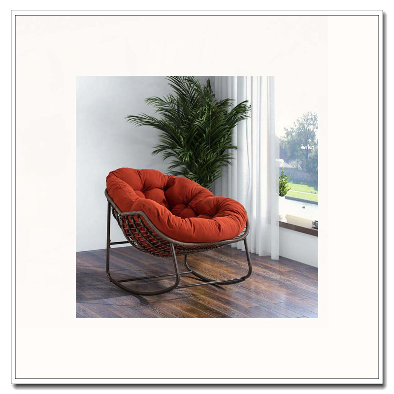 Chaise berçante d'extérieur en rotin, Orange