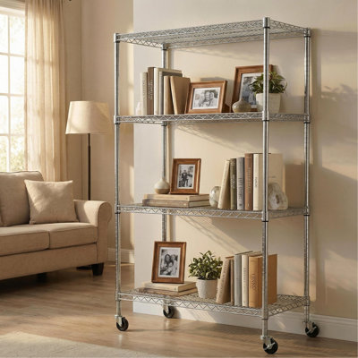 Étagères grillagées robustes à 4 niveaux réglables - supports de rangement en métal résistant à la rouille pour la cuisine, le garage, la salle de bain et le garde-manger (P 35,43 po x l 17,72 po x H 66,54 po)