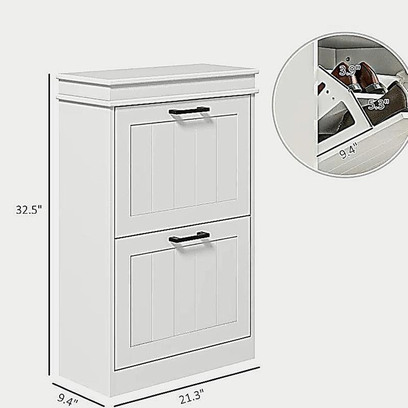 Storage Organizer, Slim Shoe Storage Cabinet, White