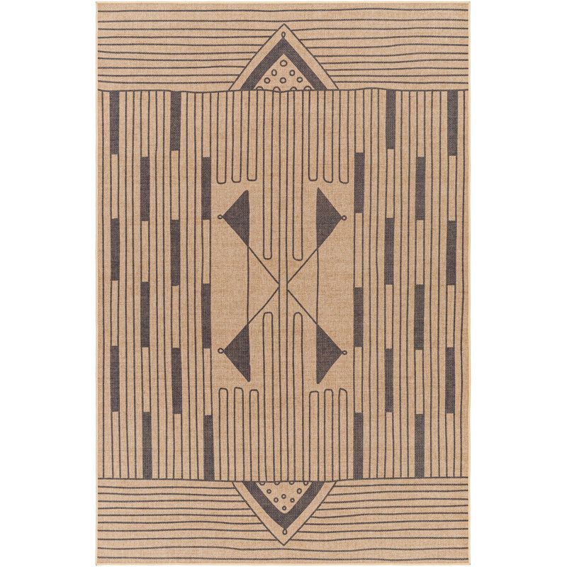 Glenda Moroccan Tan Area Rug, Rectangle 4' x 6'