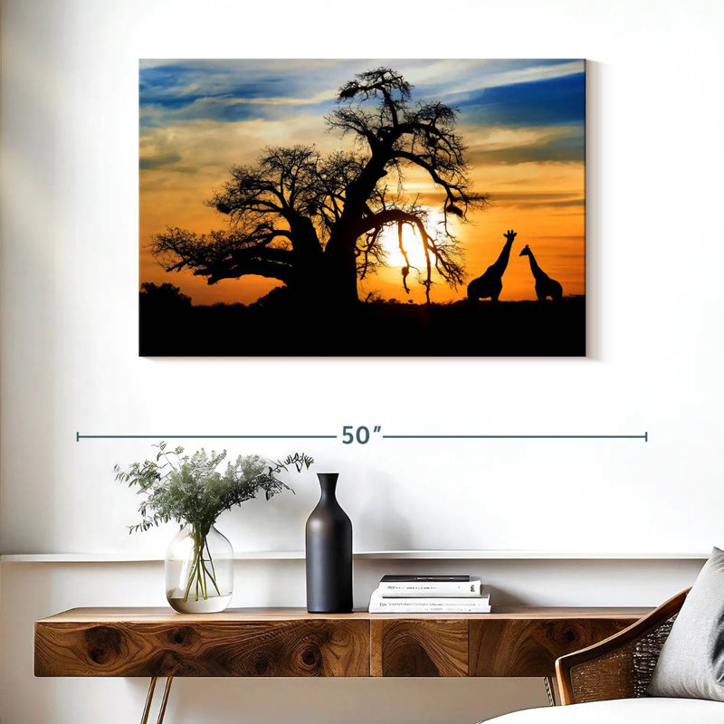 Brampt African Sunset Giraffes, 26" H x 39" W