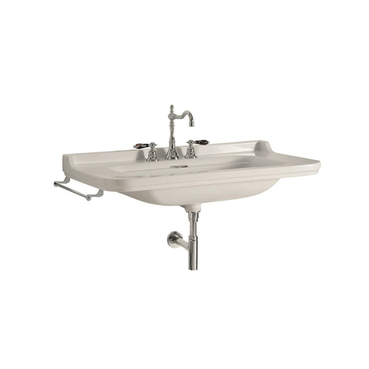 WS Bath Collections Waldorf 21.7'' Glossy White Ceramic Rectangular Bathroom Sink with Overflow