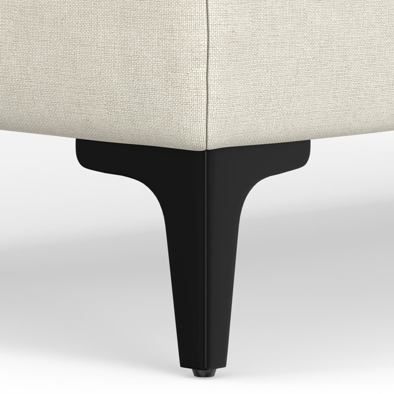Repose-pieds Ava Mid-Century moderne avec tissu performant et pieds en métal, Beige, H 18 po x l 36 po x P 20 po