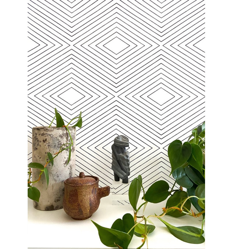 Huron 10' L x 24" W Wallpaper Roll, Quartz White, Faux Grasscloth, Non-pasted