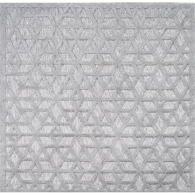 Tapis intérieur / extérieur gris clair Raeshelle, Carré 5 pi 3 po