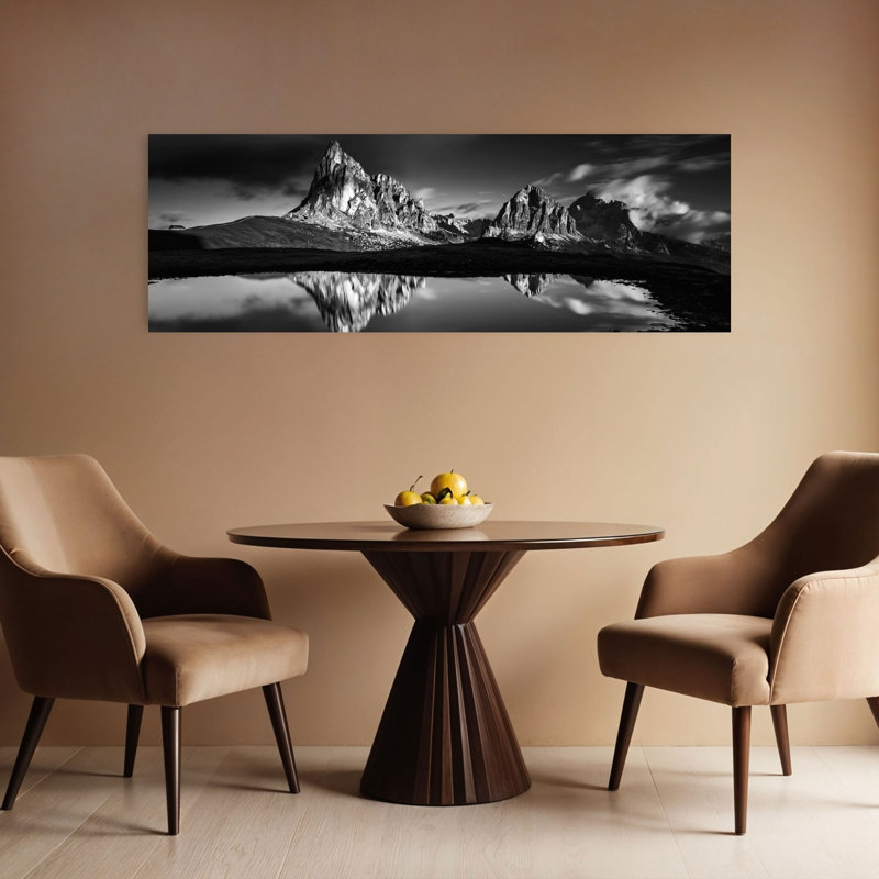 Black And White Mountain Reflection by Lubos Balazovic - Wrapped Canvas Panoramic Print, 40.64 cm H x 121.92 cm W