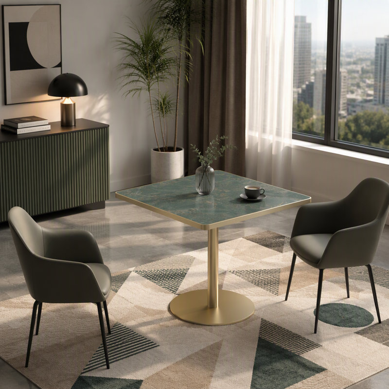 Table de salle à manger 31,5 po Tulip Modern, Green, Doré
