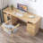 Burlywood Rectangular Solid Wood with 3 drawers Executive Desk-1876942539