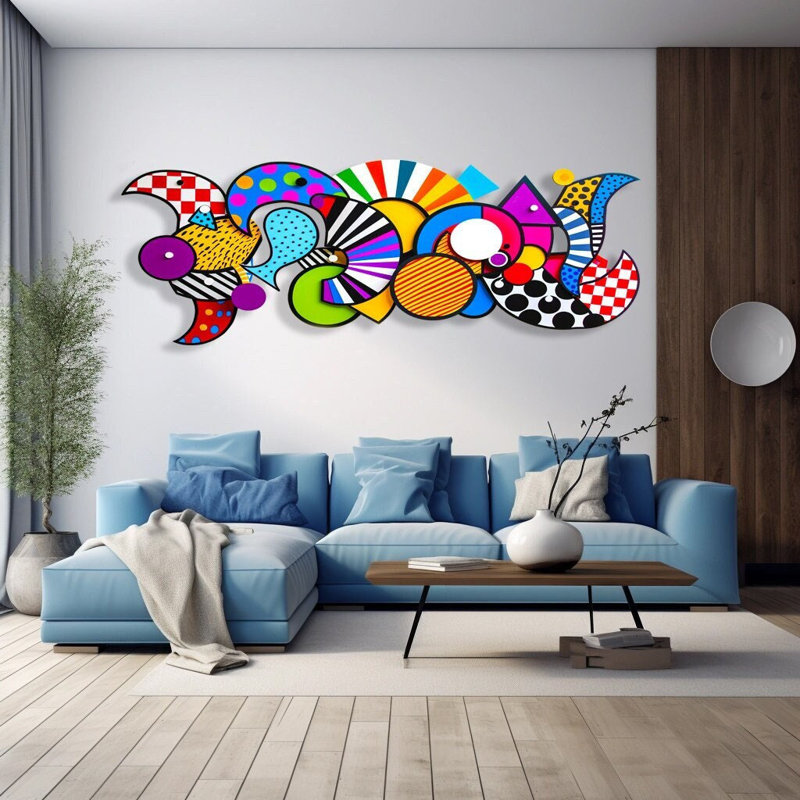 Pop Art Wall # 98 - Très grande sculpture graffiti pour un décor maximaliste, H 32 po x l 80 po x P 1 po