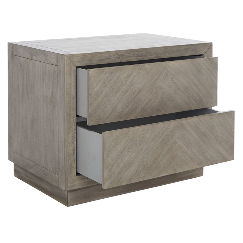 Light Grey Mahogany Wood 2-Drawer Nightstand, 30'' Wide