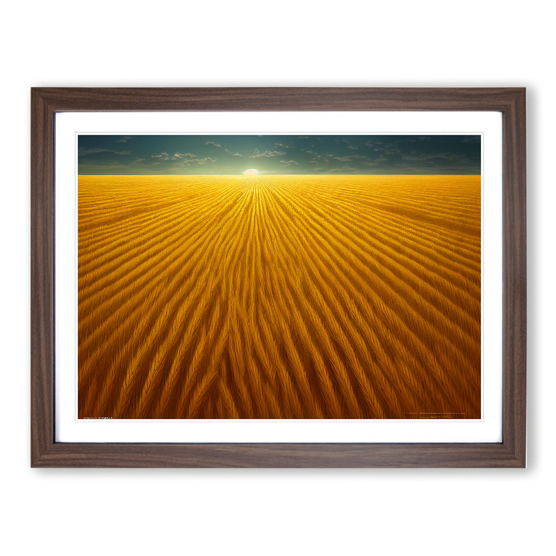 Expressive Wheat Field 1 Piece Single Picture Frame Wall Art, 46cm H x 64cm W x 2cm D, Walnut