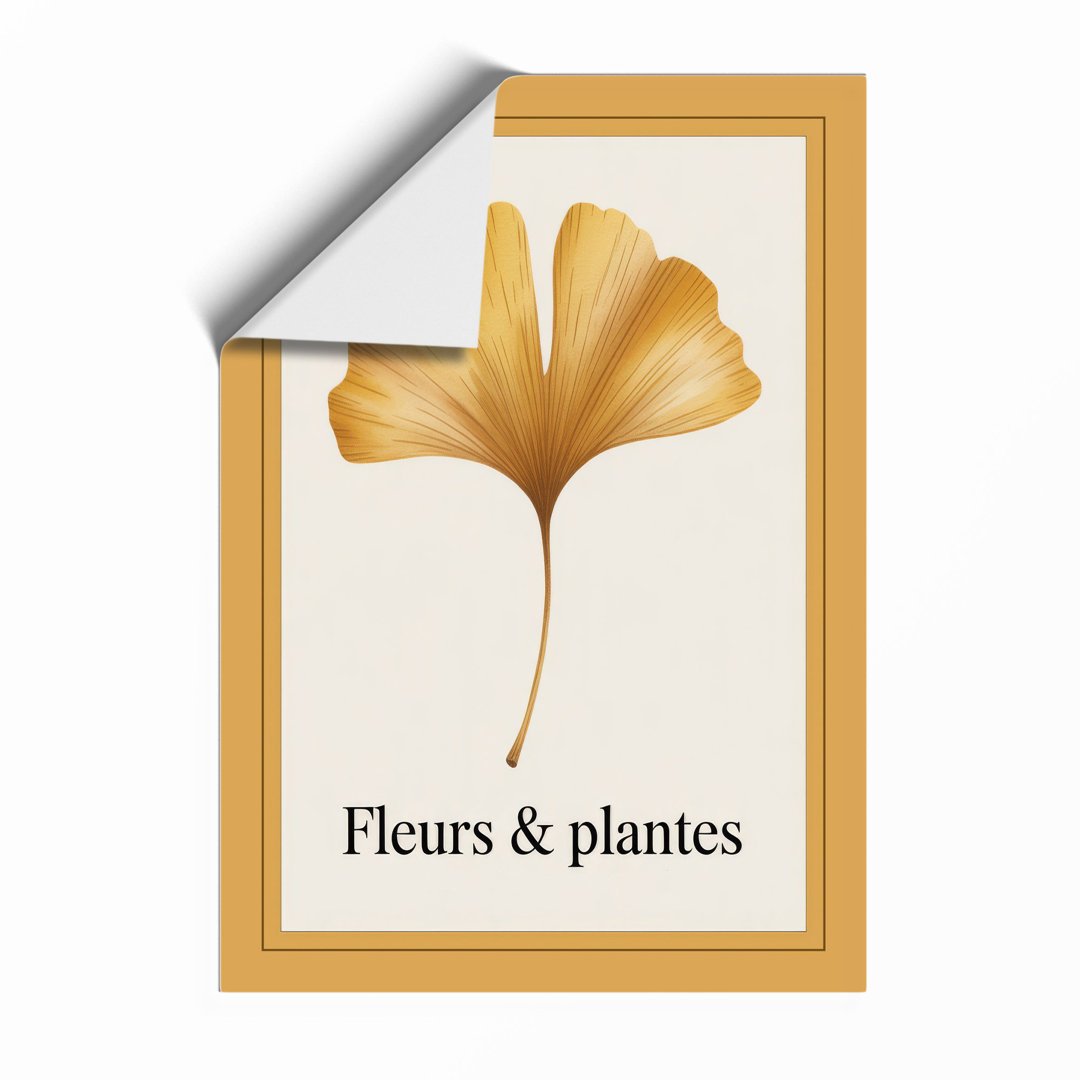 Gilded Ginkgo Leaf Botanical - Framed Print