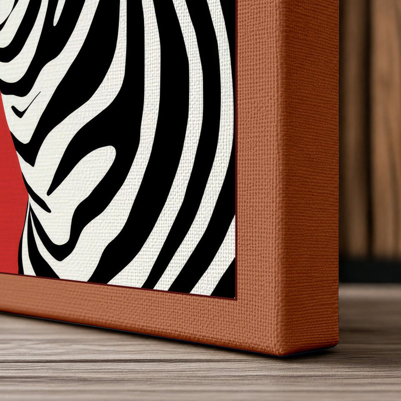 Zebra Portrait Modern - Wrapped Canvas, 24x16 - 61.0 x 40.6 cm, Terracotta Border