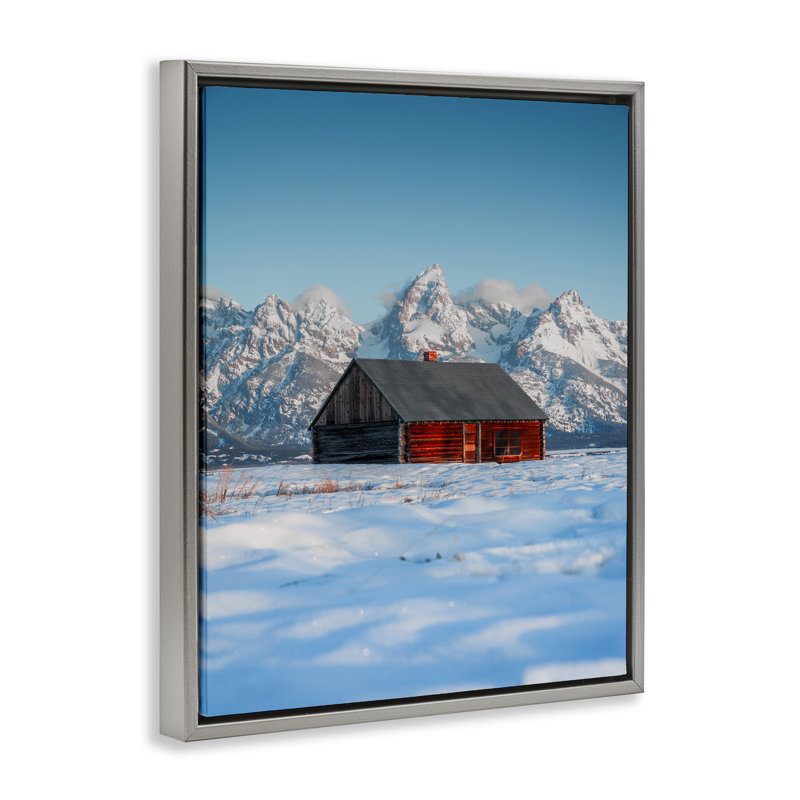 Cadre flottant In The Shadow Of The Tetons, design par Jared Kreiss, H 31 po x l 25 po, Cadre flottant gris lustré