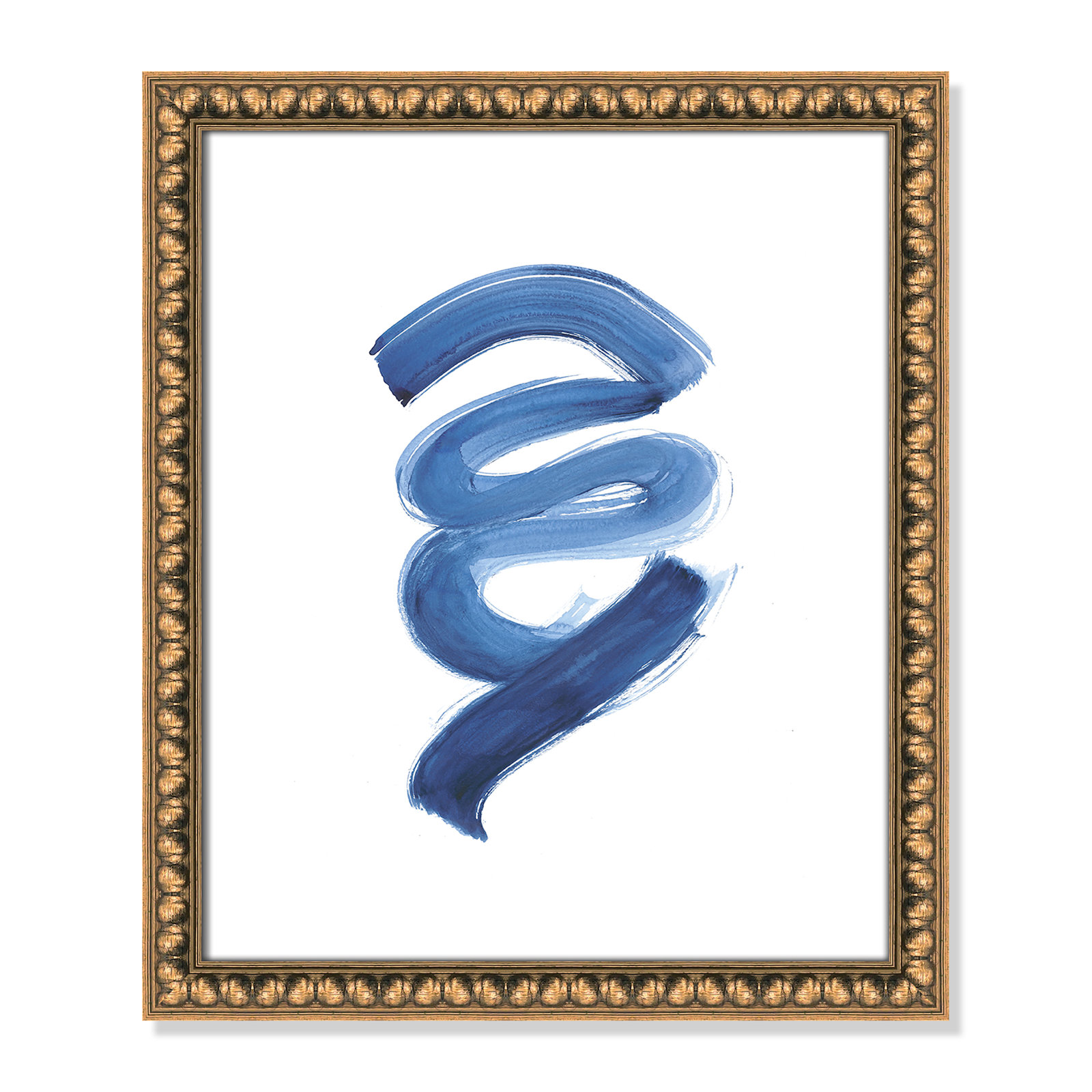 Slinky Indigo I by Filippo Ioco - Painting Print, Gold Bead Framed Paper, 19" H x 16" W x 1.13" D