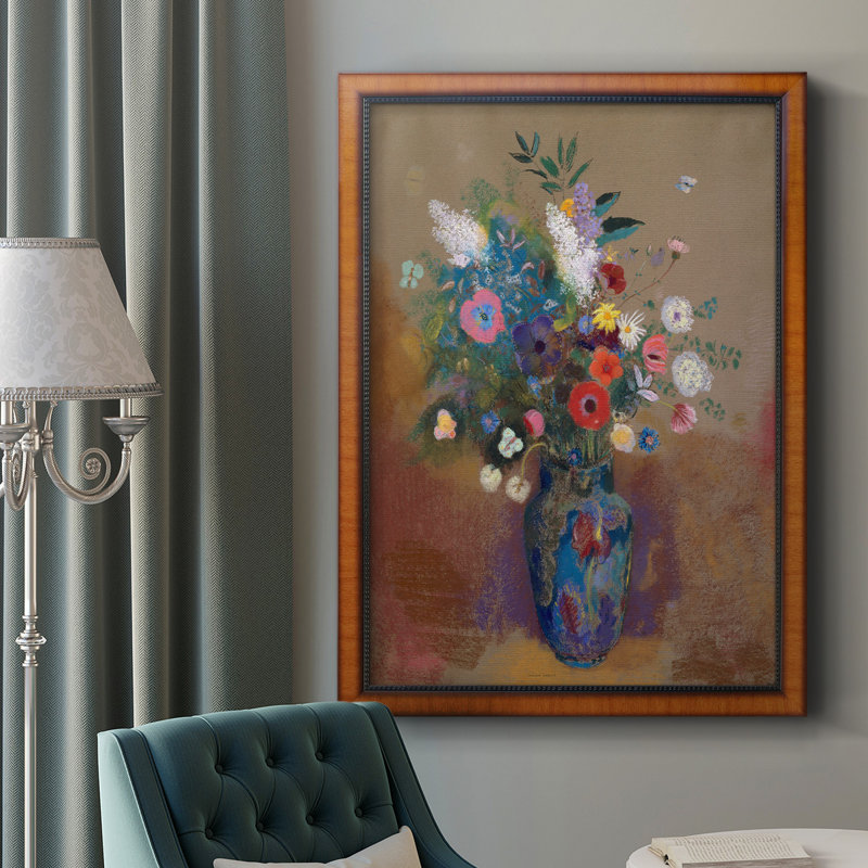 Bouquet de fleurs - encadré, H 20 po x l 16 po x P 2,5 po, Brun