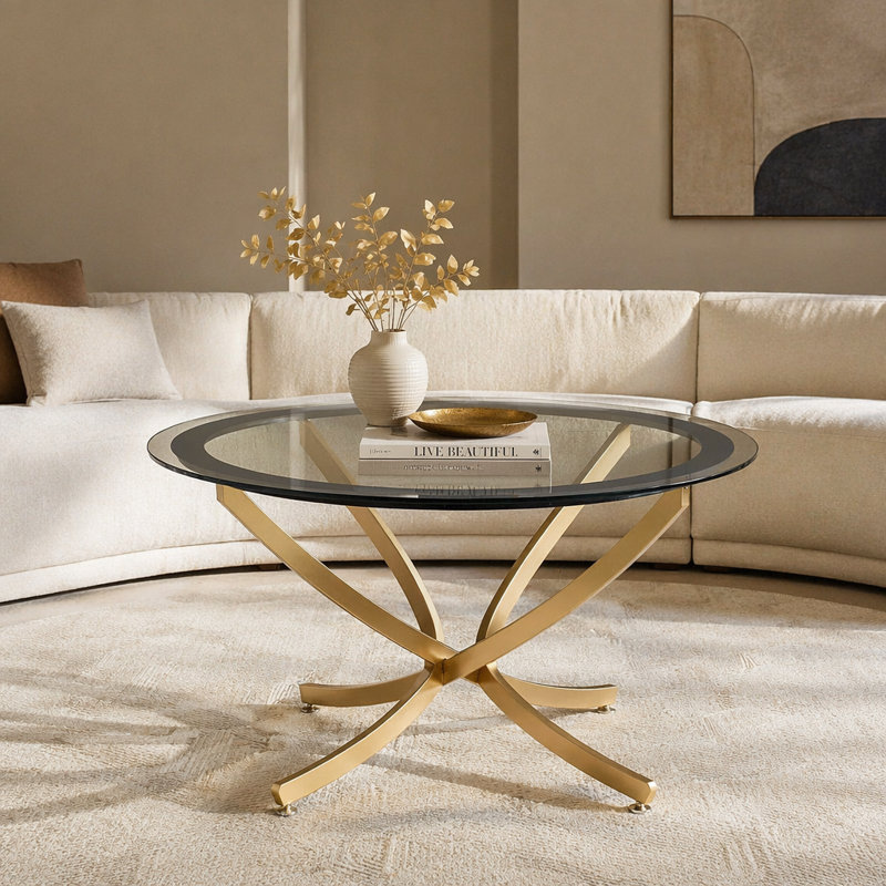 Table de bout Connors, H 22 po x l 23,5 po x P 23,5 po, Transparent / Gold
