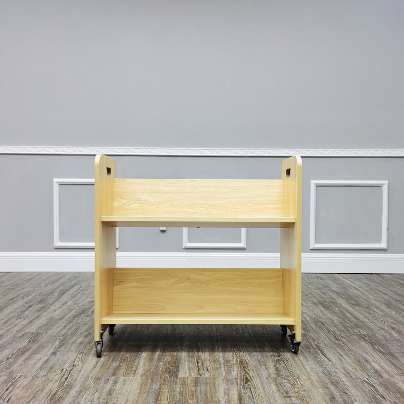 Wood Book Cart Library Cart Pew Cart Magazine Rack Moving Cart Rolling Storage Cart 32X30X13"