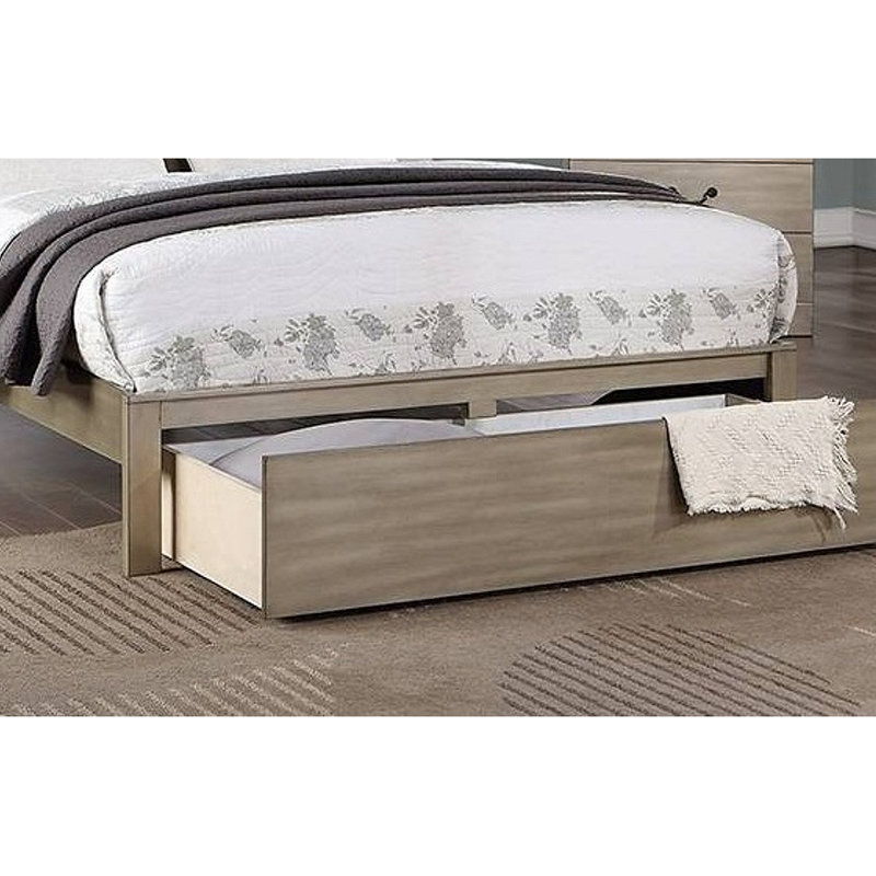 Rustic Style 1Pc California Two Panel Bed Rectangular Shaped Footboard Drawer Bedroom Furniture