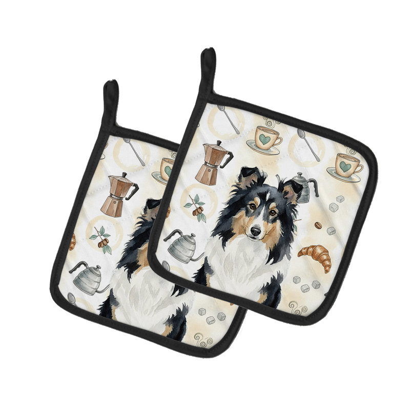 Paire de porte-cafetières tricolores Sheltie