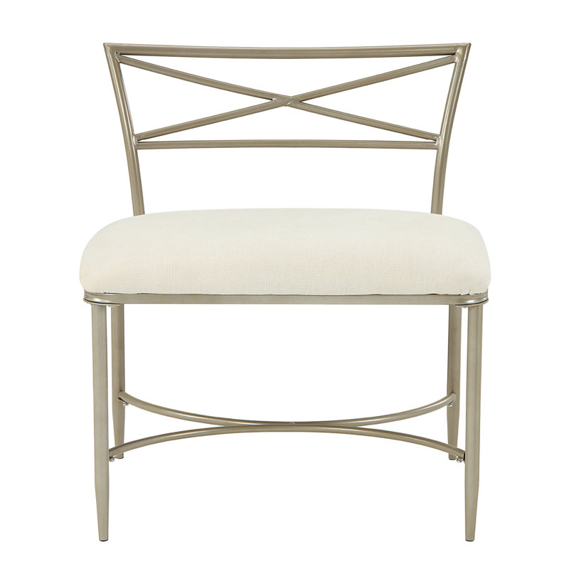 Azalea Park Champagne Vanity Bench with White Cushion
