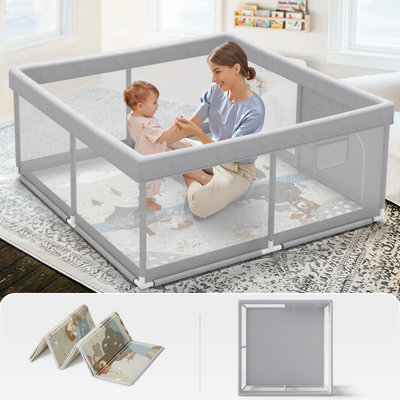 47x47inch Play Pen With Mat For Babies And Toddlers, Playpen With Mat, Baby Playpen With Mat, Mall Baby Playpen With Mat