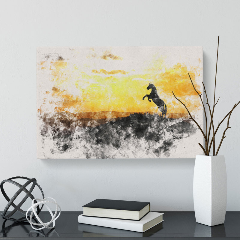 Horse At Sunset - Wrapped Canvas, 50cm H x 76cm W x 3cm D