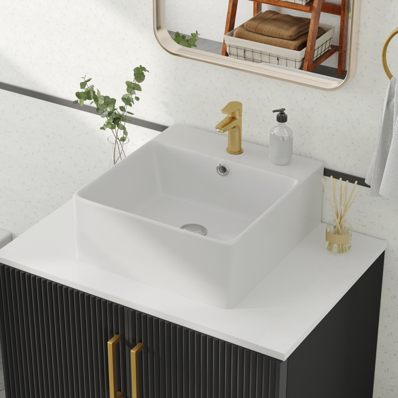 Meuble-lavabo simple 30 po avec lavabo en céramique et comptoir en pierre reconstituée Balconera, Noir