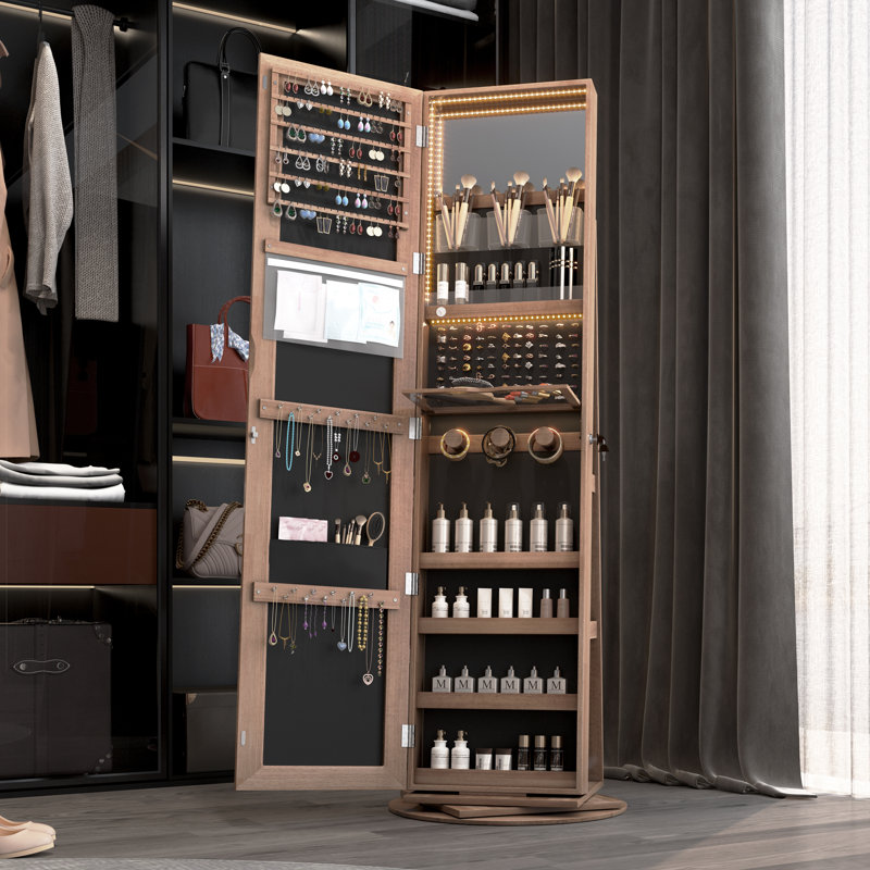 21.6'' Wide Freestanding Jewelry Armoire, Brown