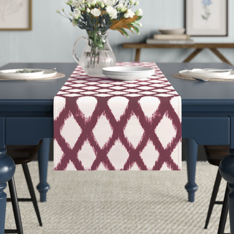 Koziol Geometric Table Runner, 90" L x 16" W, Burgundy, Geomatric