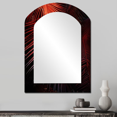 Palette rouge monochromes Photo I - Palmiers formes 3D - Grand miroir mural traditionnel irrégulier