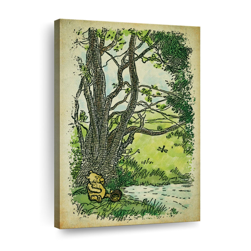 Winnie l'ourson pique-nique - impression sur toile tendue, H 24 po x l 16 po x P 1,25 po