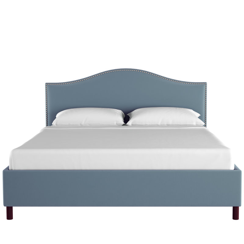 Myers Upholstered Platform Bed, King, Classic Ocean Velvet