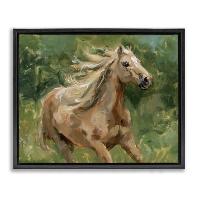 «Dashing Horse in Nature», toile encadrée flottante dorée par Victoria Barnes