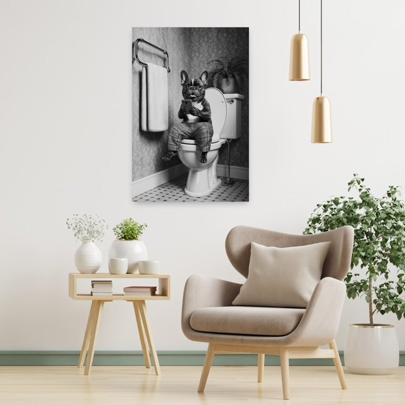 Art bouledogue français, H 36 po x l 24 po