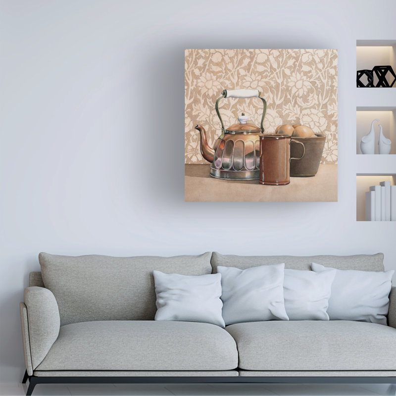Art sur toile en forme de bouilloire en cuivre bolognaise, H 24 po x l 24 po